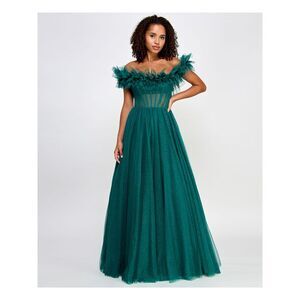 SAY YES TO THE Womens Gown Dress Green Cap Sleeve Boned Bodice Juniors 0